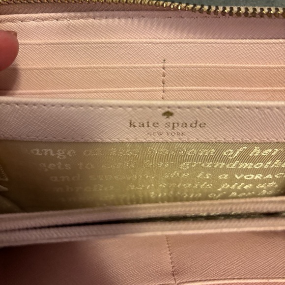 Kate Spade Blush Pink Polka Dot Wallet Storybook Lining - Picture 3 of 3